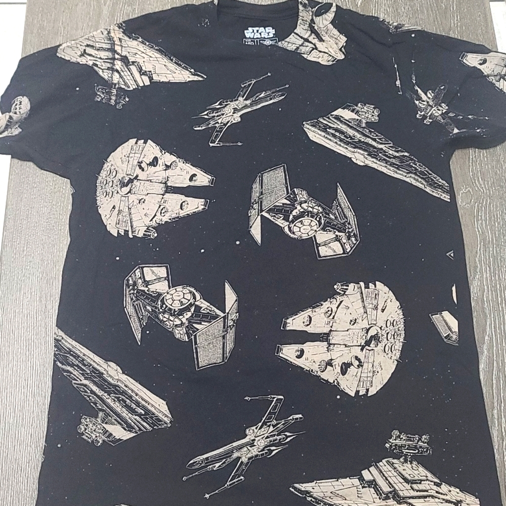 Star Wars Star Destroyer Millenium Falcon Tie Fighter Men's Black T-Shirt